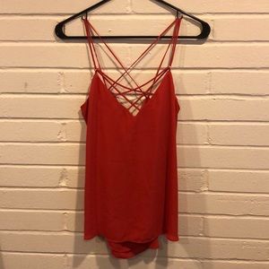 NWOT - Express coral red strappy chiffon tank